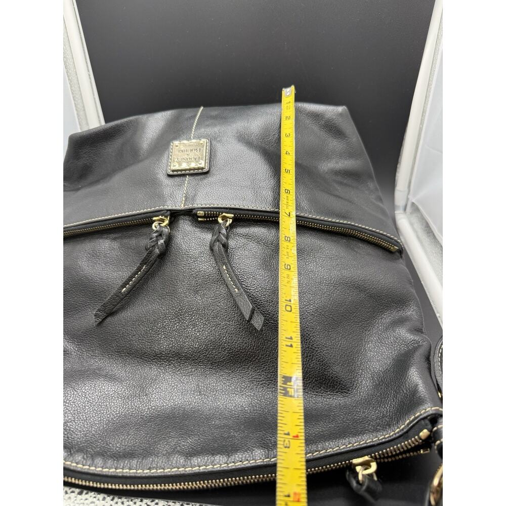 Dooney & Bourke Black Pebbled Leather Hobo Large Shoulder Bag Red Lining 13x15 - Picture 4 of 6